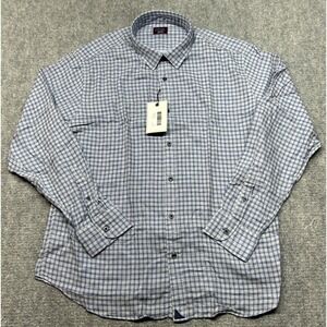 UNTUCKit Ortrugo Shirt Mens 2XL Blue Check Long Sleeve Button Up 100% Cotton New
